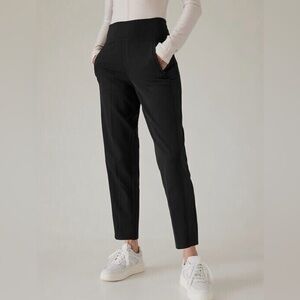 Athleta Endless Satin Side Stripe Pant Black Women's Size 10 High Rise Stretch